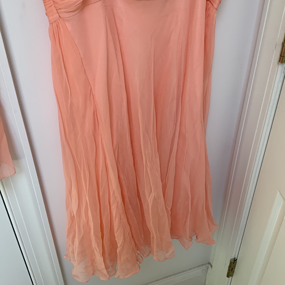 Vintage 100% silk peach chiffon dress. matching chiffon shawl M - Picture 11 of 16